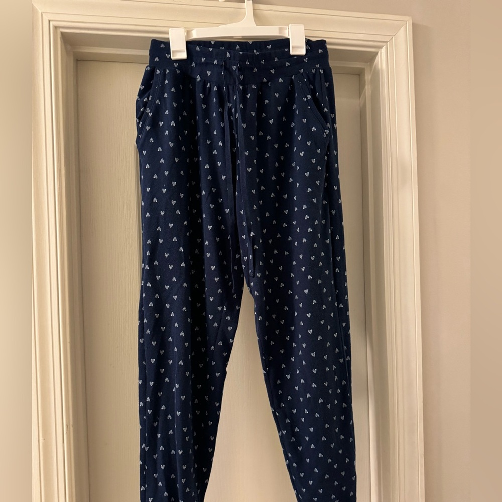 Navy Joggers with White Heart Pattern